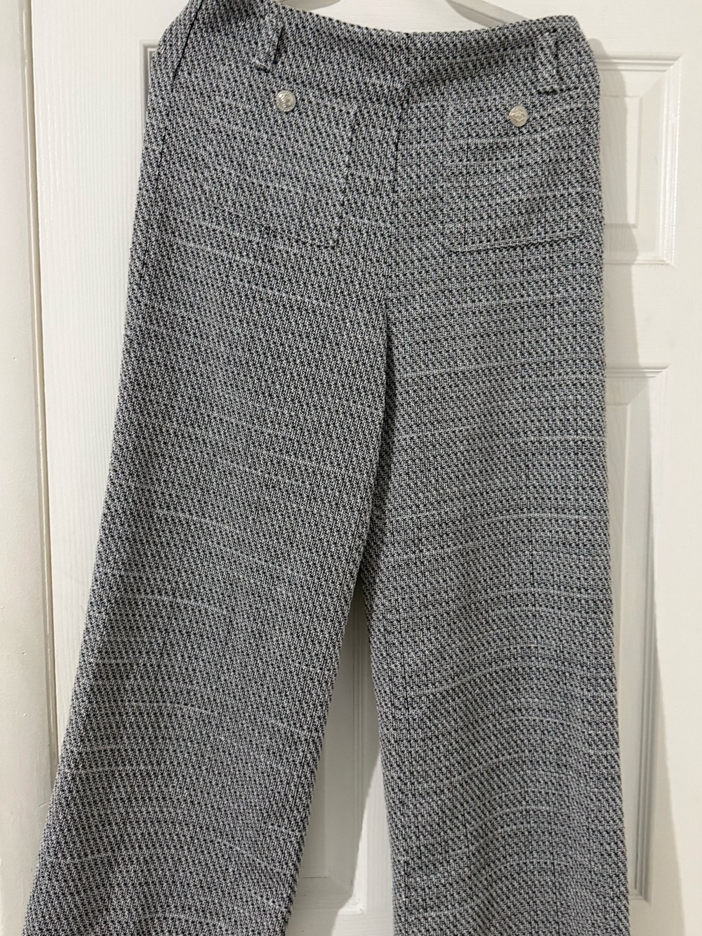Gray Textured Boot-Cut Pants